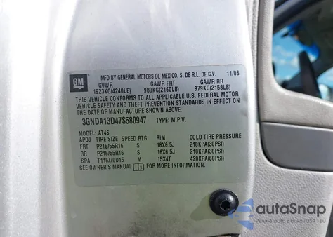 2007 Chevrolet Hhr Ls z USA, uszkodzony, nr VIN 3GNDA13D47S580947